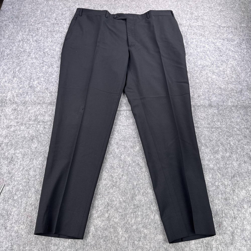 Canali Dress Pants Mens 39 EU 58 Black 100% Wool Flat Front Tailored Mod 73012